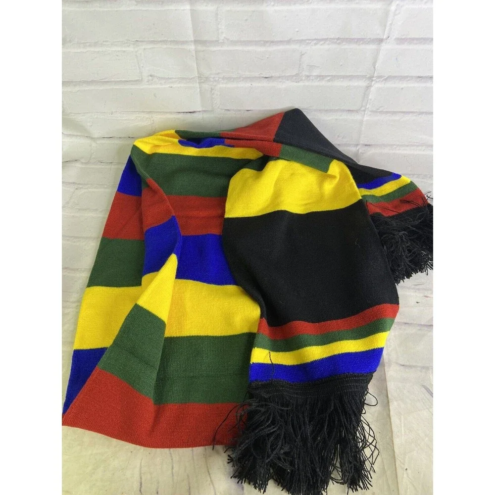 Harry Potter Crest Logo Multicolor Striped Winter Scarf with Fringe Adult Unisex